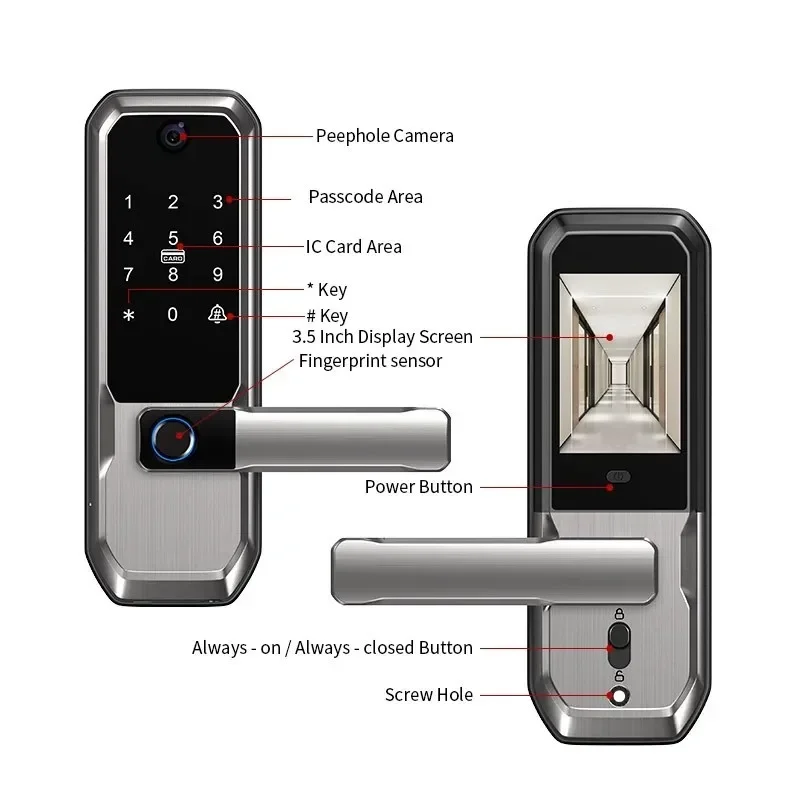 Smart Door Lock Wifi - Tuya WiFi Akıllı Kapı Kilidi, Gözetleme