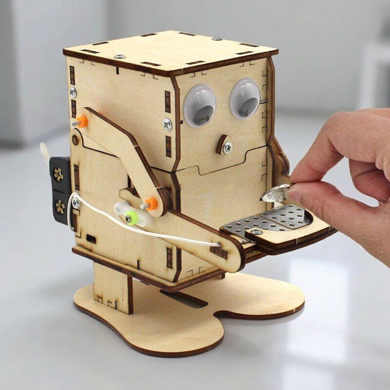 Stem Robotics Kit - Ahşap Monte Edilebilir DIY Robot Bozuk